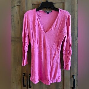 INC International Concepts Fuchsia V-Neck Long Sleeve Top